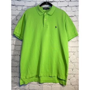 Polo by Ralph Lauren Men's Polo Shirt Size M Lime Green with Navy Logo